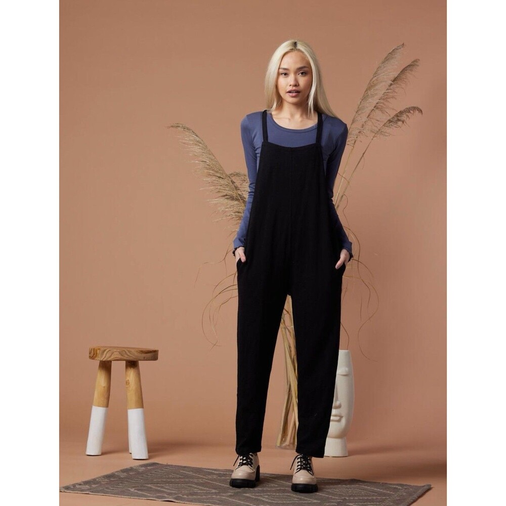 Known Supply Cadence Jumpsuit Black Comfy Quiet Luxury Lightweight Spring Layer